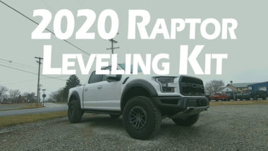 2020 Raptor Leveling kit Youtube thumbnail featuring white Ford Raptor