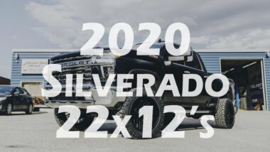 2020 silverado 22x12's youtube thumb showing black silverado with with black wheels