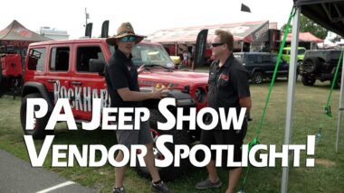 PA Jeep Show YouTube Thumbnail with Red Jeep and two men one with a hat