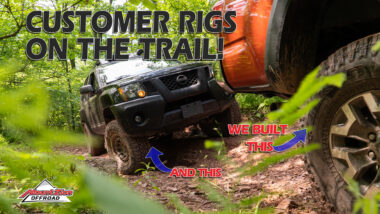 customer rigs on the trail built at mount zion offroad with black nissan titan