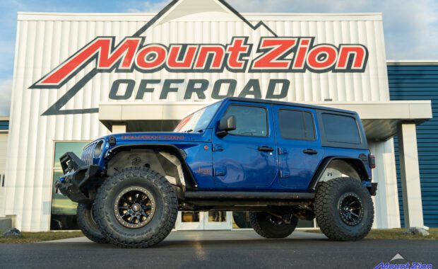 Hero shot of completed lifted Jeep Wrangler Unlimited Rubicon