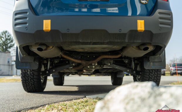 Lifted 2022 Subaru Wilderness rear suspension detail