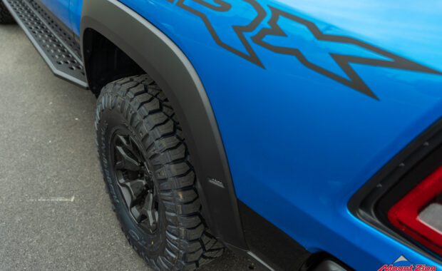 Blue Ram 1500 TRX rear driver side
