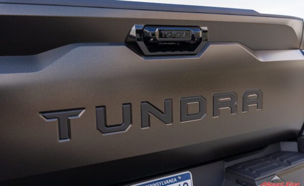 Tundra tailgate in Satin Black Gold Dust Wrap
