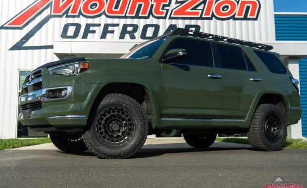 2022 Toyota 4Runner Limited in Army Green with Bilstein 5100 shocks and Black Rhino Wheels