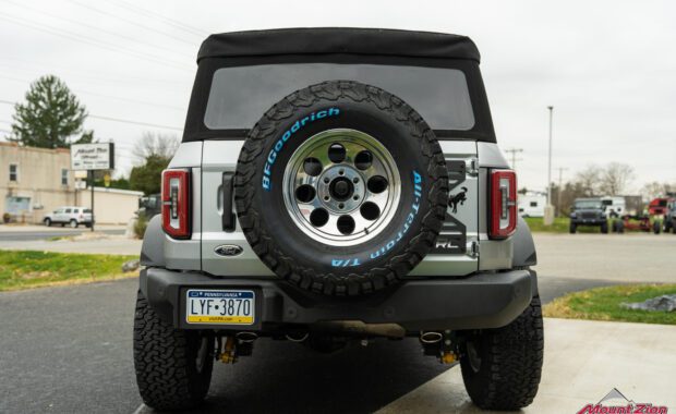 Ford Bronco Soft top with BFG Tires and rough country 5th tire mount rear tailgate