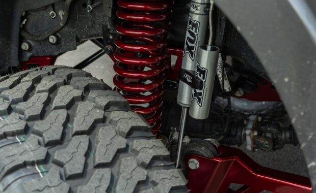 Red McGaughys shocks with fox suspension on 22 ram 2500 limited
