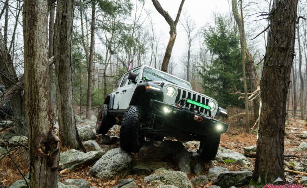 Lifted Jeep Wrangler Unlimited Rubicon with Warn Winch Rock Crawling