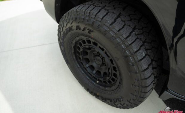 2011 Nissan Xterra on falken wildpeak tire and black rhino wheels
