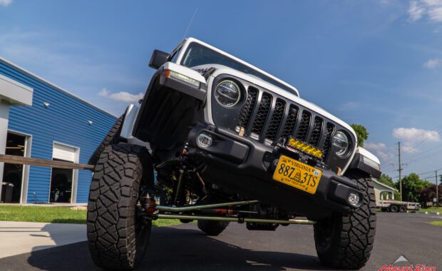 white 2022 jeep wrangler at mount zion offroad with offroad lighting