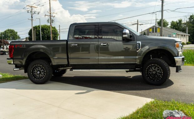 2020 ford F250 Superduty lifted Fox suspension with TIS wheels and Nitto Tires built by Mount Zion Offroad passenger side