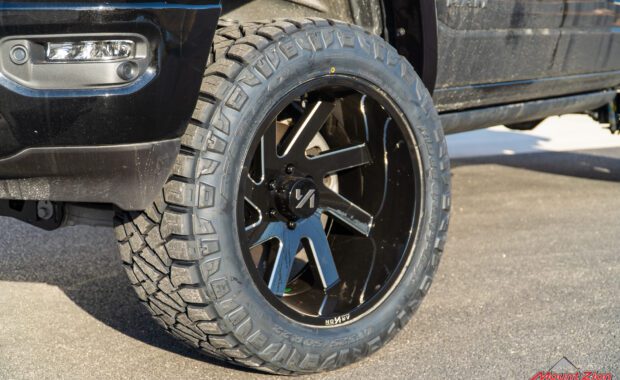 Arkon Wheels Lincoln 22x12 -51mm Offset Black and Milled and Nitto Ridge Grappler LT325/50 R22