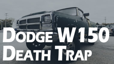 Dodge W150 death trap YouTube thumbnail featuring dodge truck with chipped paint