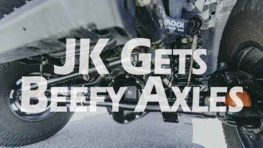 JK Gets Beefy Axles YouTube thumb featuring underside of Jeep JK with Terraflex suspension