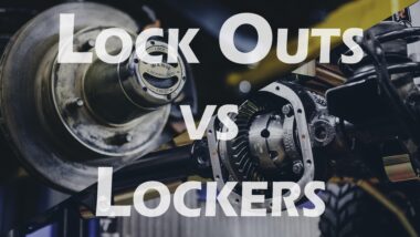 lock outs vs lockers youtube thumbnail showing a locking hub and gears