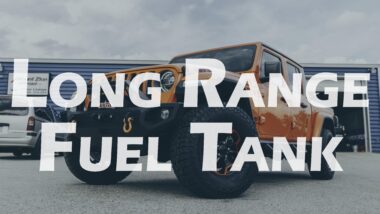 Long Range Fuel Tank youtube thumb featuring orange jeep gladiator