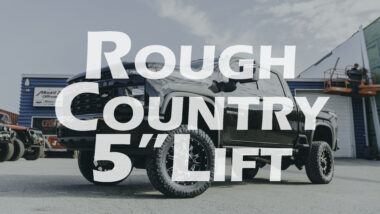 Rough Country 5" lift Youtube thumbnail with black chevy 2500 HD