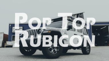 Pop Top Rubicon YouTube thumbnail featuring white jeep rubicon