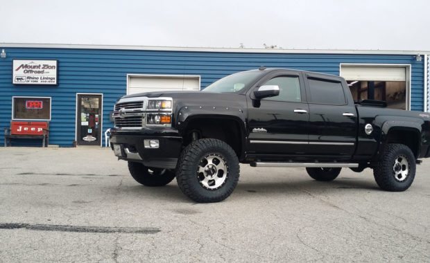 Lifted Black Chevy silverado pick up at mount zion offroad