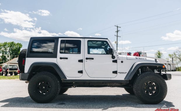 White 2015 Jeep Wrangler on Pro Comp Wheel with Pro Comp Tire passenger side view