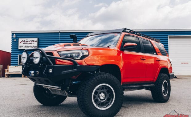 Orange 15 Toyota 4Runner with offroad front bumper
