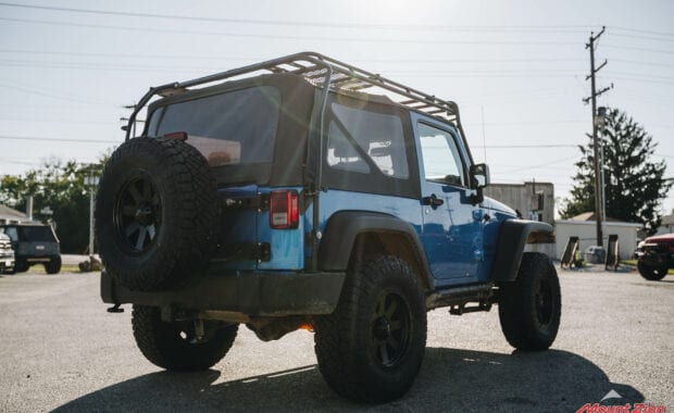 16 Blue Jeep Wrangler with 2.5
