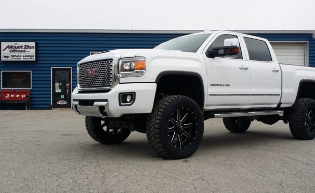 While GMC Denali HD lifted with Fuel Wheels