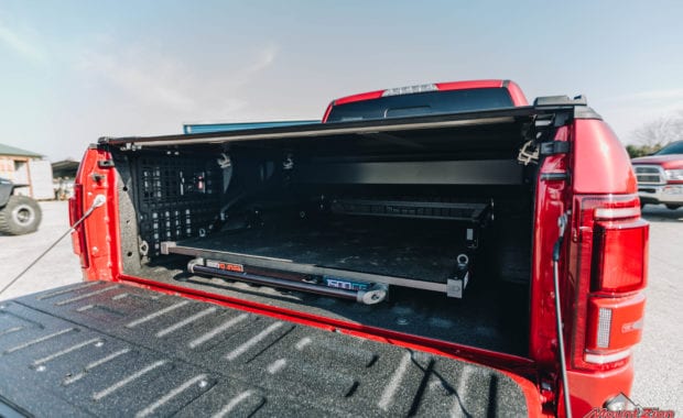 Bed slide truck bed in red truck