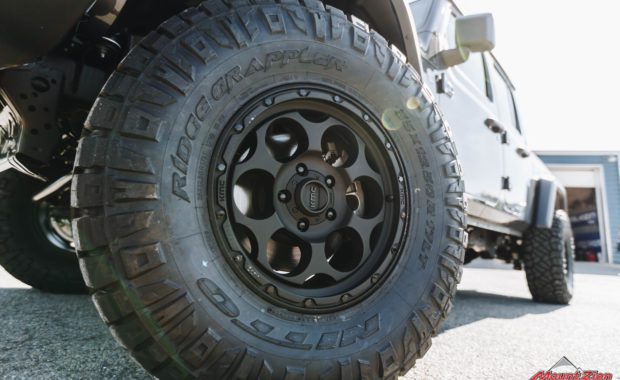 KMC Dirty Harry 17x8.5 5x127 +18 Black Wheels and Nitto Ridge Grappler 35x12.50R17 Tires