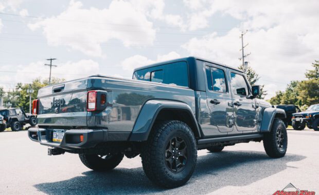 2021 Jeep Gladiator on Teraflex JT: 1.5” Performance Spacer Leveling Kit and 35X11.50R17 Toyo Open Country AT3 rear passenger side tailgate view